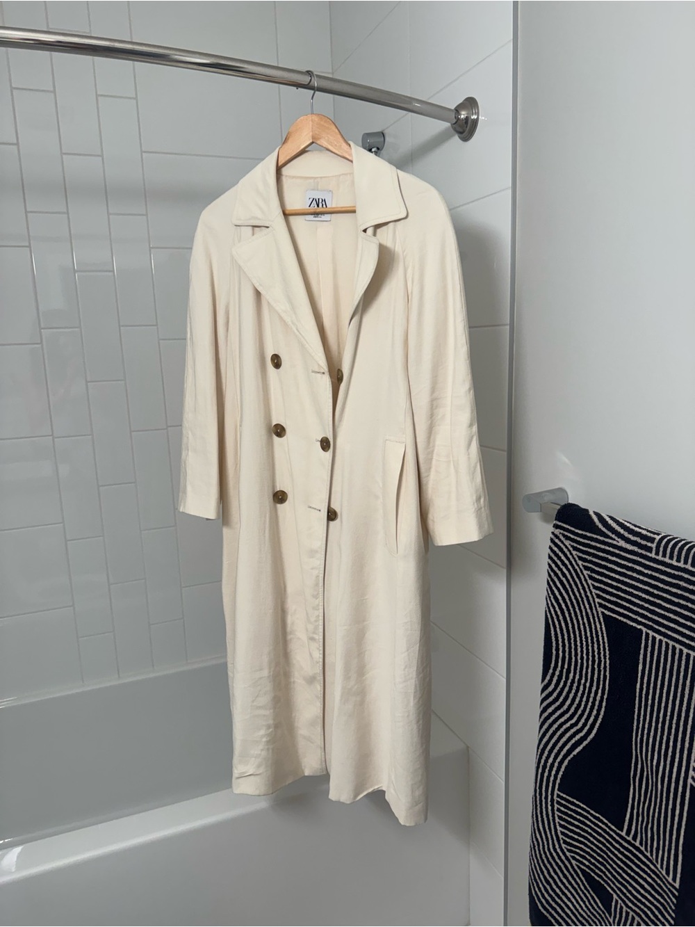 Zara Cream Trench-Style Coat